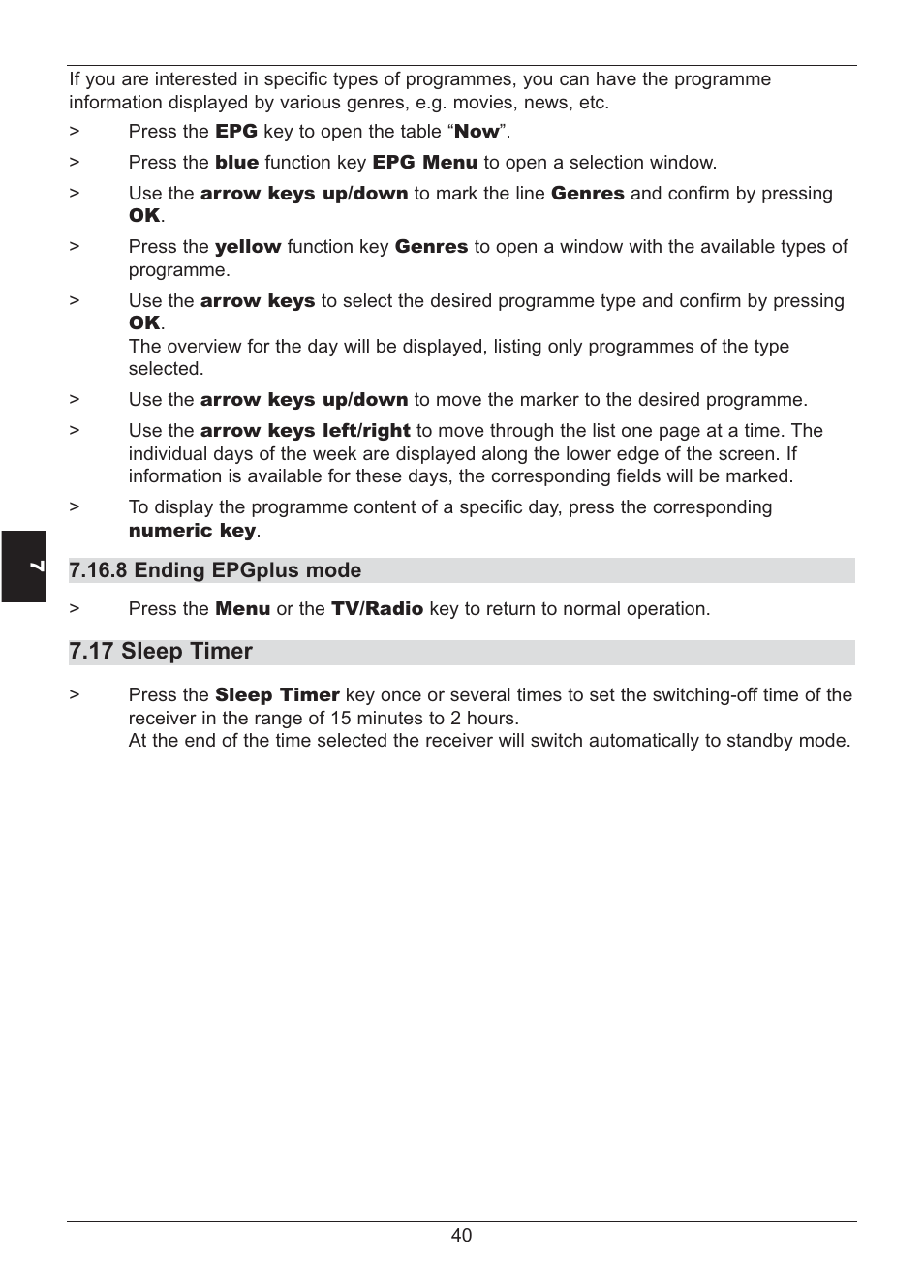 17 sleep timer | TechniSat HD S2X User Manual | Page 40 / 92