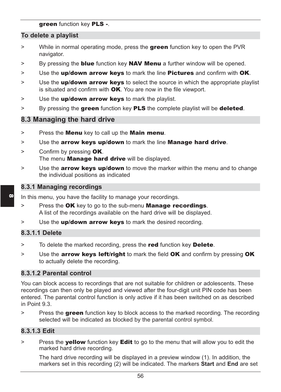 3 managing the hard drive | TechniSat HD S2X User Manual | Page 56 / 92