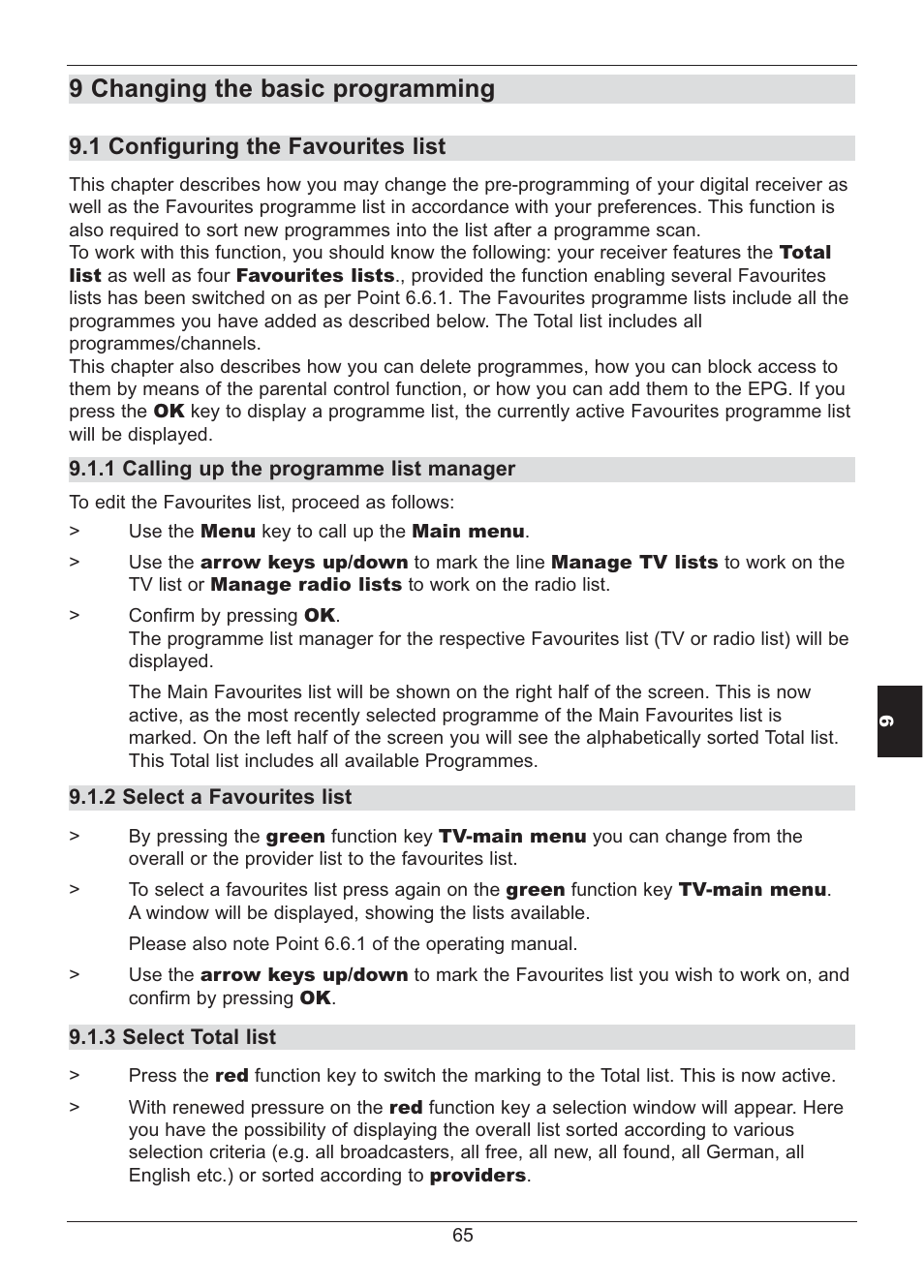 9 changing the basic programming | TechniSat HD S2X User Manual | Page 65 / 92