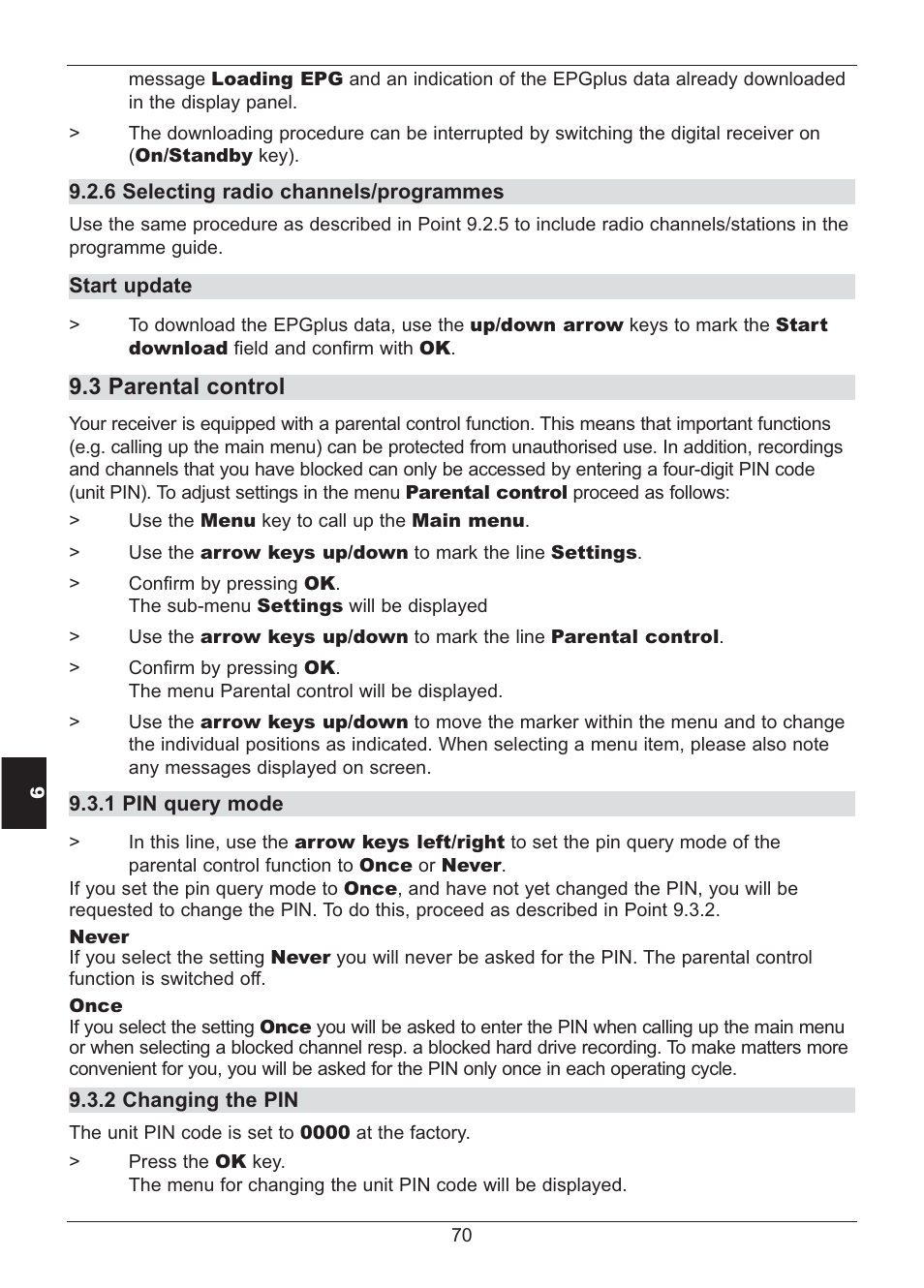 3 parental control | TechniSat HD S2X User Manual | Page 70 / 92