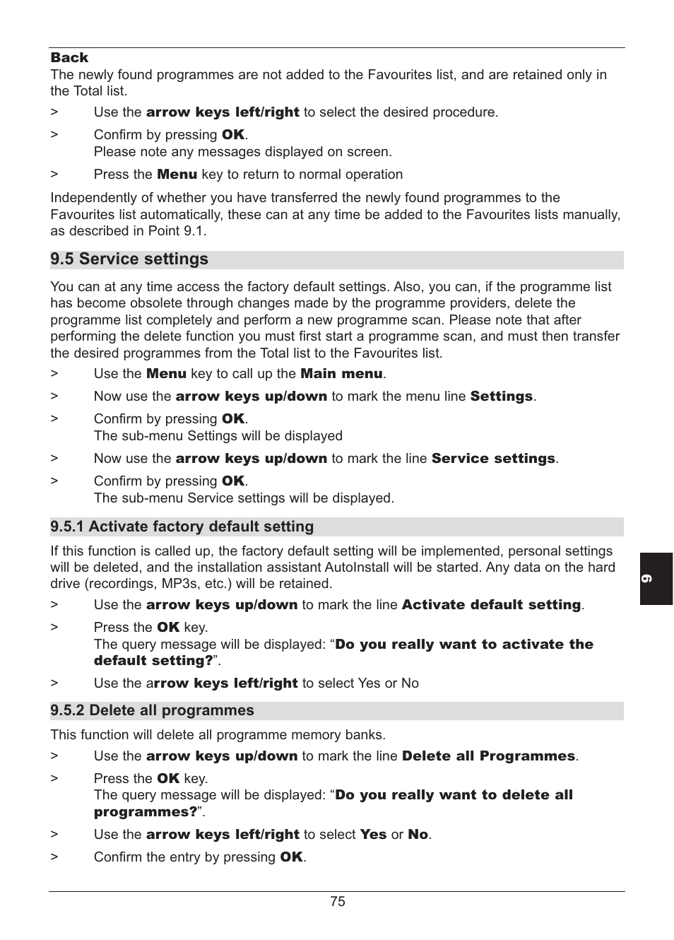 5 service settings | TechniSat HD S2X User Manual | Page 75 / 92