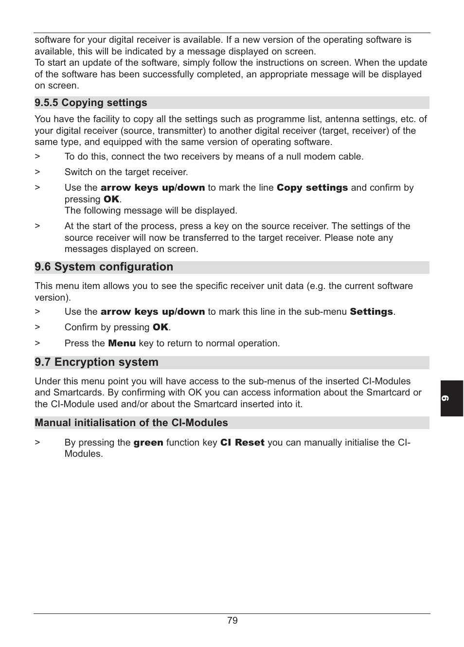 6 system configuration, 7 encryption system | TechniSat HD S2X User Manual | Page 79 / 92