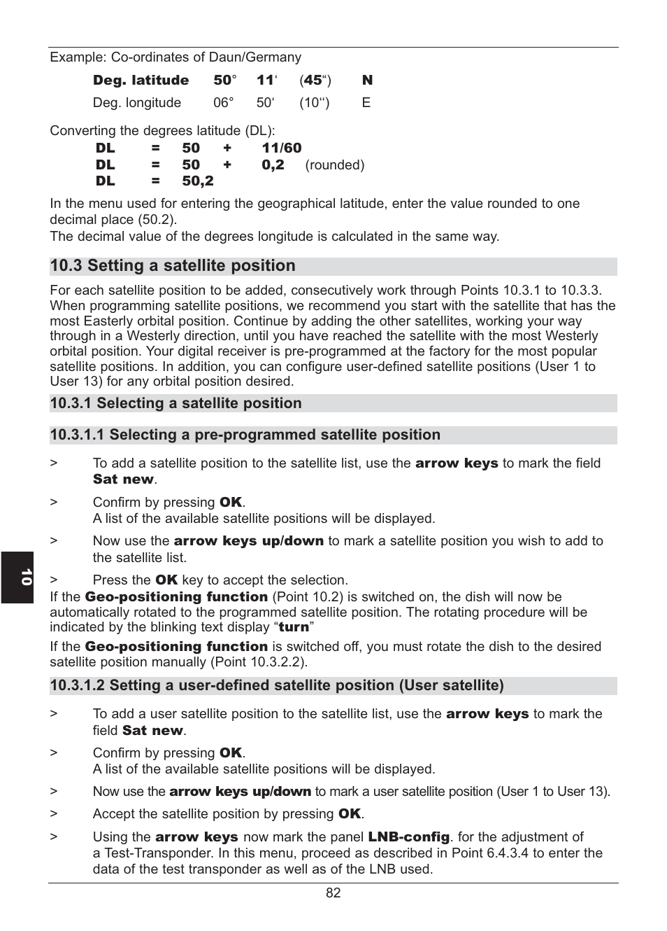 3 setting a satellite position | TechniSat HD S2X User Manual | Page 82 / 92