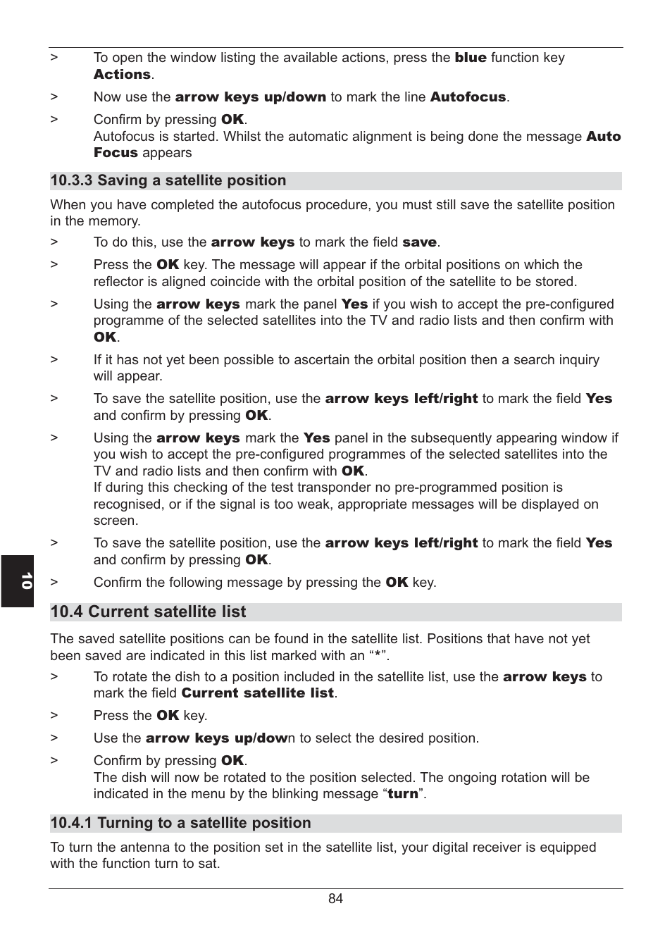 4 current satellite list | TechniSat HD S2X User Manual | Page 84 / 92