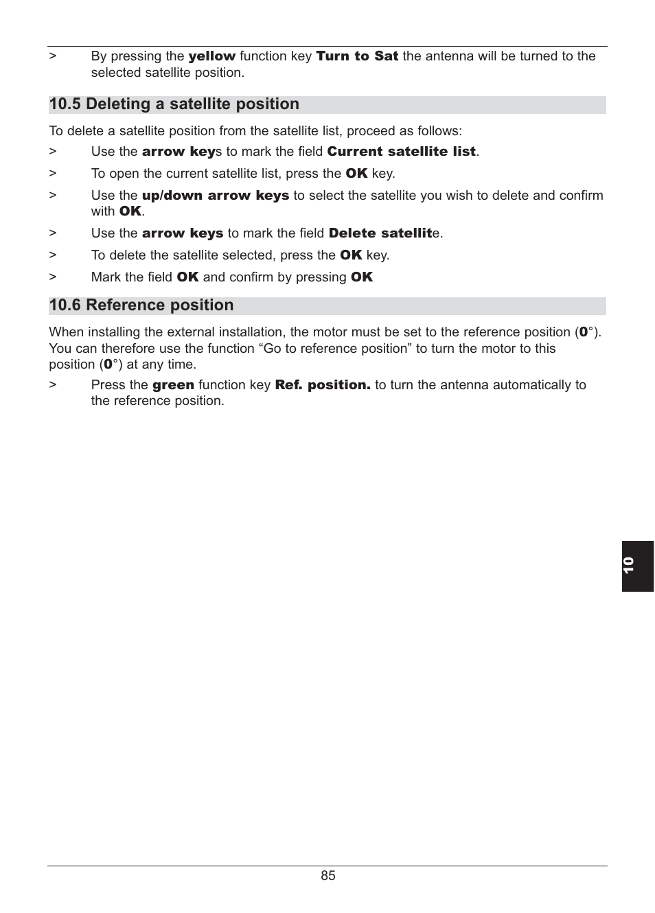 5 deleting a satellite position, 6 reference position | TechniSat HD S2X User Manual | Page 85 / 92