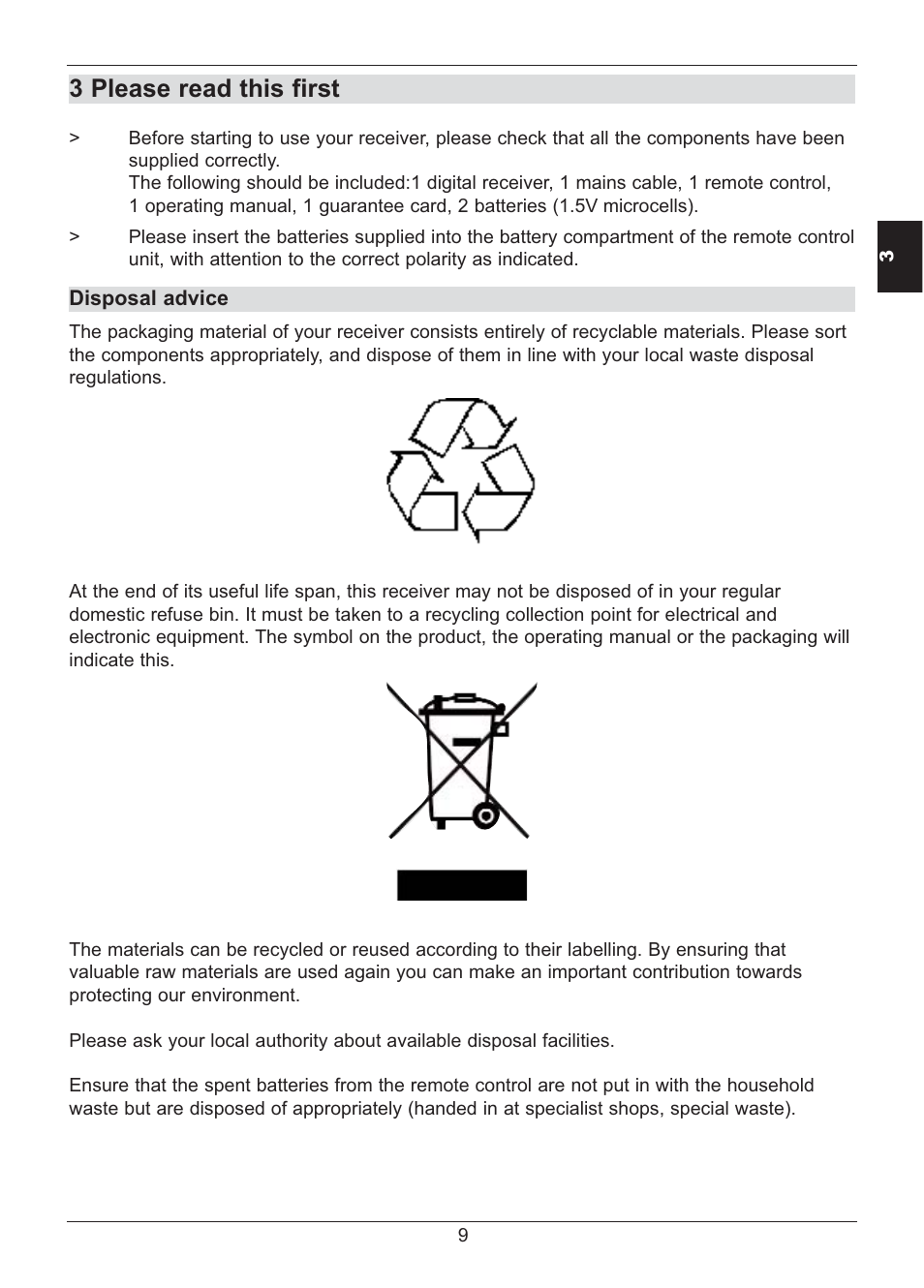 3 please read this first | TechniSat HD S2X User Manual | Page 9 / 92