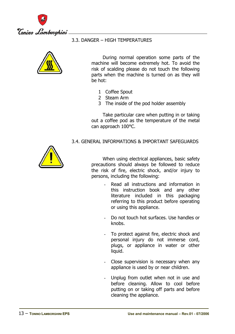 Tonino Lamborghini Espresso Maker User Manual | Page 13 / 30