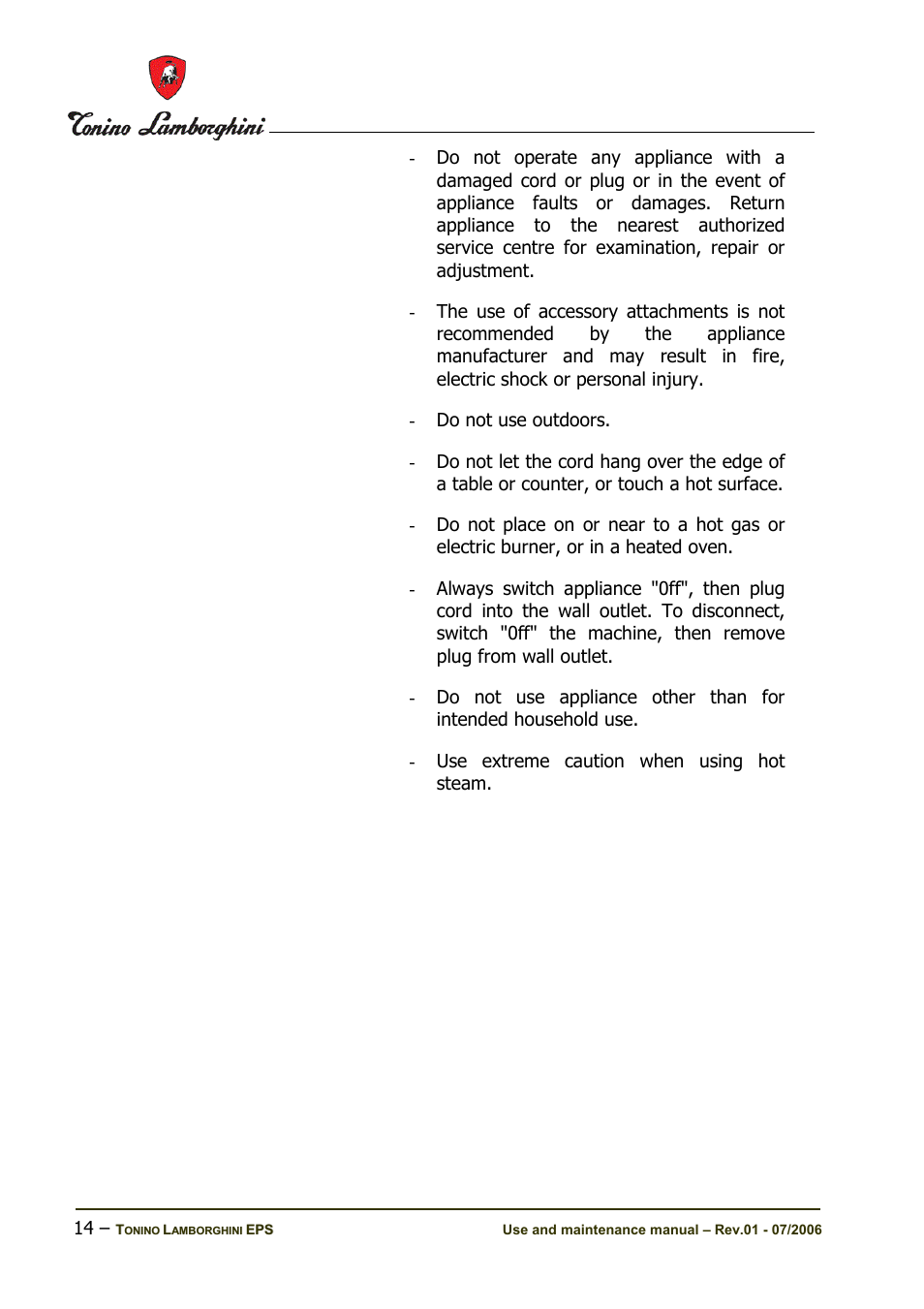 Tonino Lamborghini Espresso Maker User Manual | Page 14 / 30
