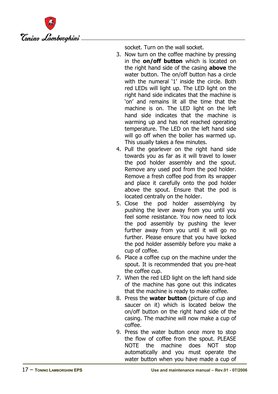 Tonino Lamborghini Espresso Maker User Manual | Page 17 / 30