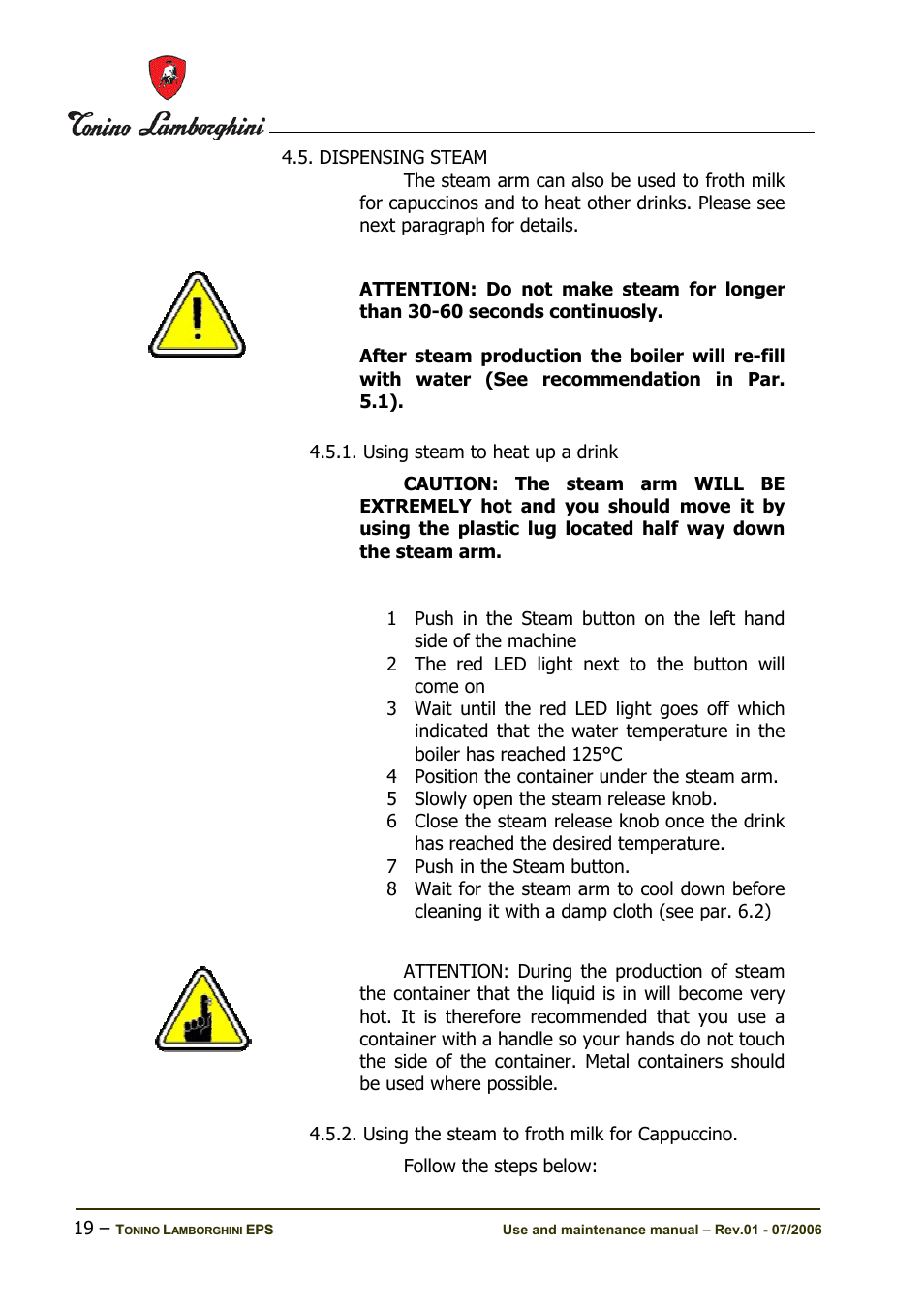 Tonino Lamborghini Espresso Maker User Manual | Page 19 / 30
