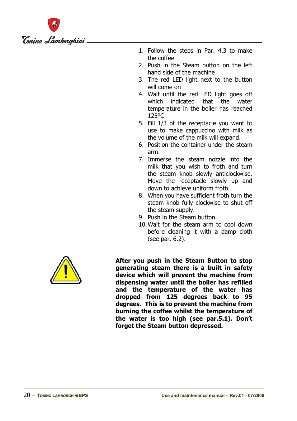 Tonino Lamborghini Espresso Maker User Manual | Page 20 / 30
