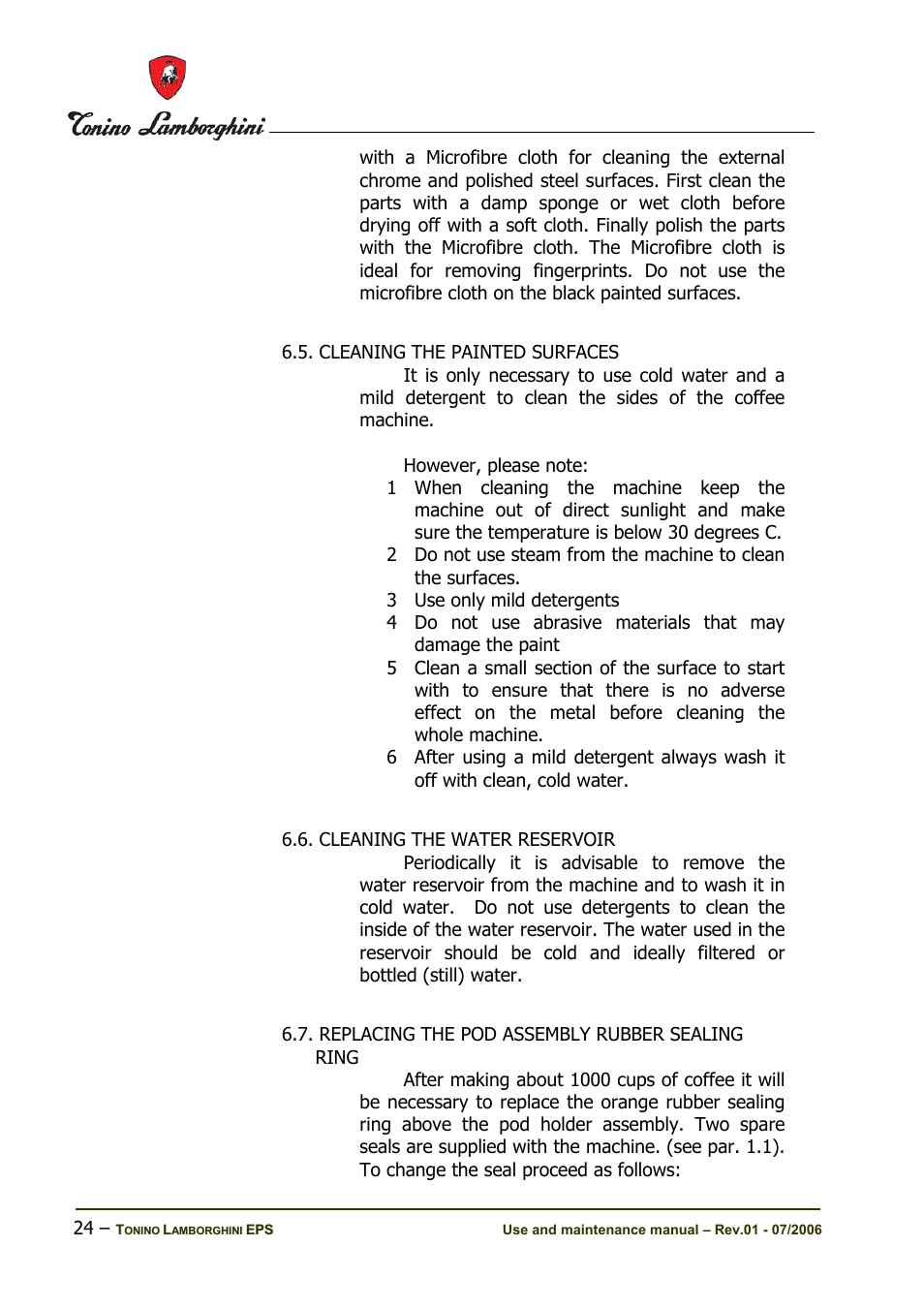 Tonino Lamborghini Espresso Maker User Manual | Page 24 / 30