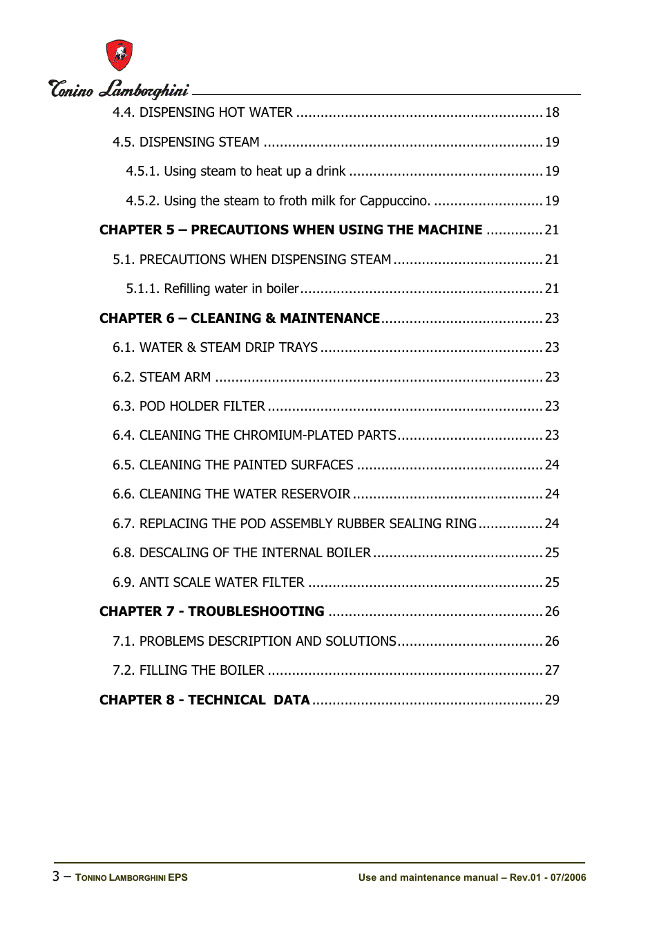 Tonino Lamborghini Espresso Maker User Manual | Page 3 / 30
