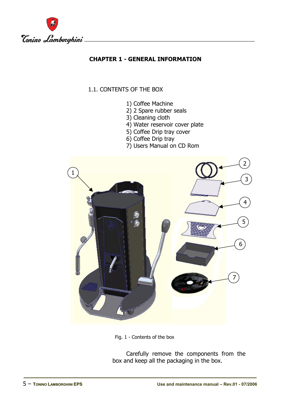 Chapter 1 - general information | Tonino Lamborghini Espresso Maker User Manual | Page 5 / 30