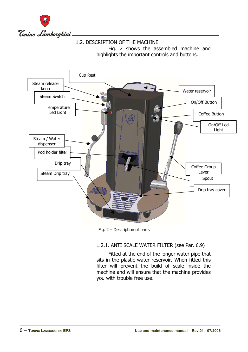 Tonino Lamborghini Espresso Maker User Manual | Page 6 / 30