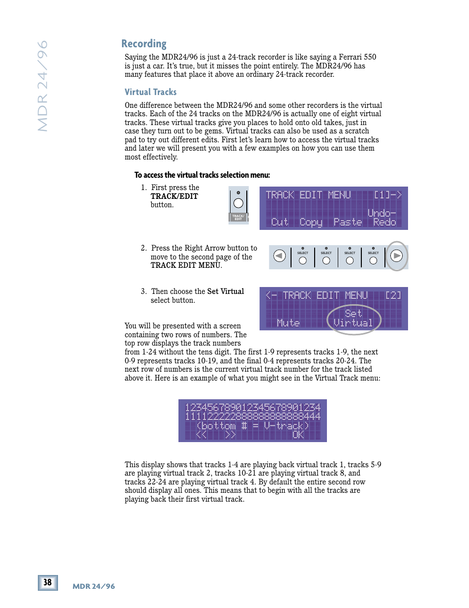 Mdr 24/ 96, Recording | Tonino Lamborghini OperationGuide MDR24/96 User Manual | Page 2 / 36