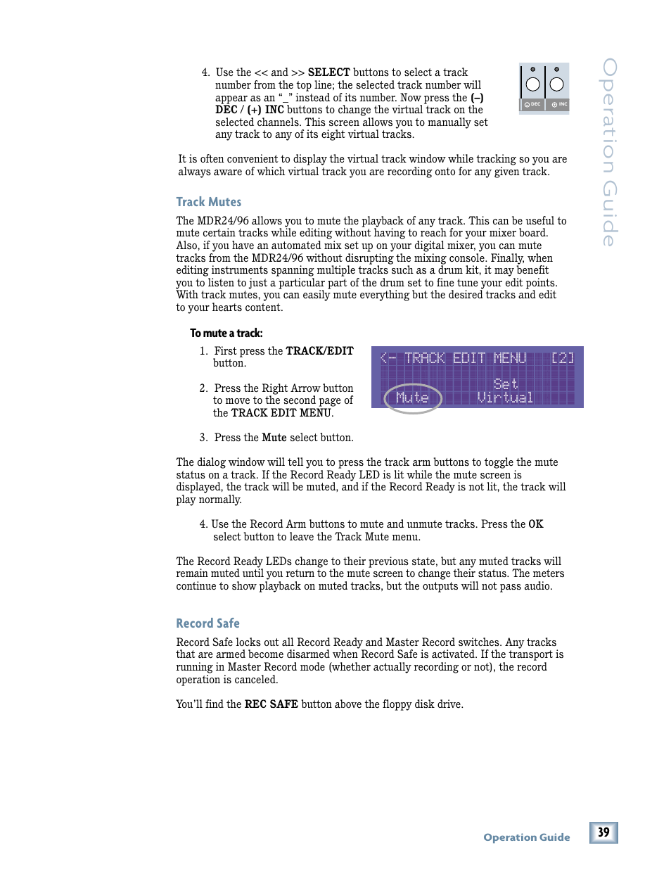 Oper a tion guide, Track edit menu [2] set mute virtual | Tonino Lamborghini OperationGuide MDR24/96 User Manual | Page 3 / 36