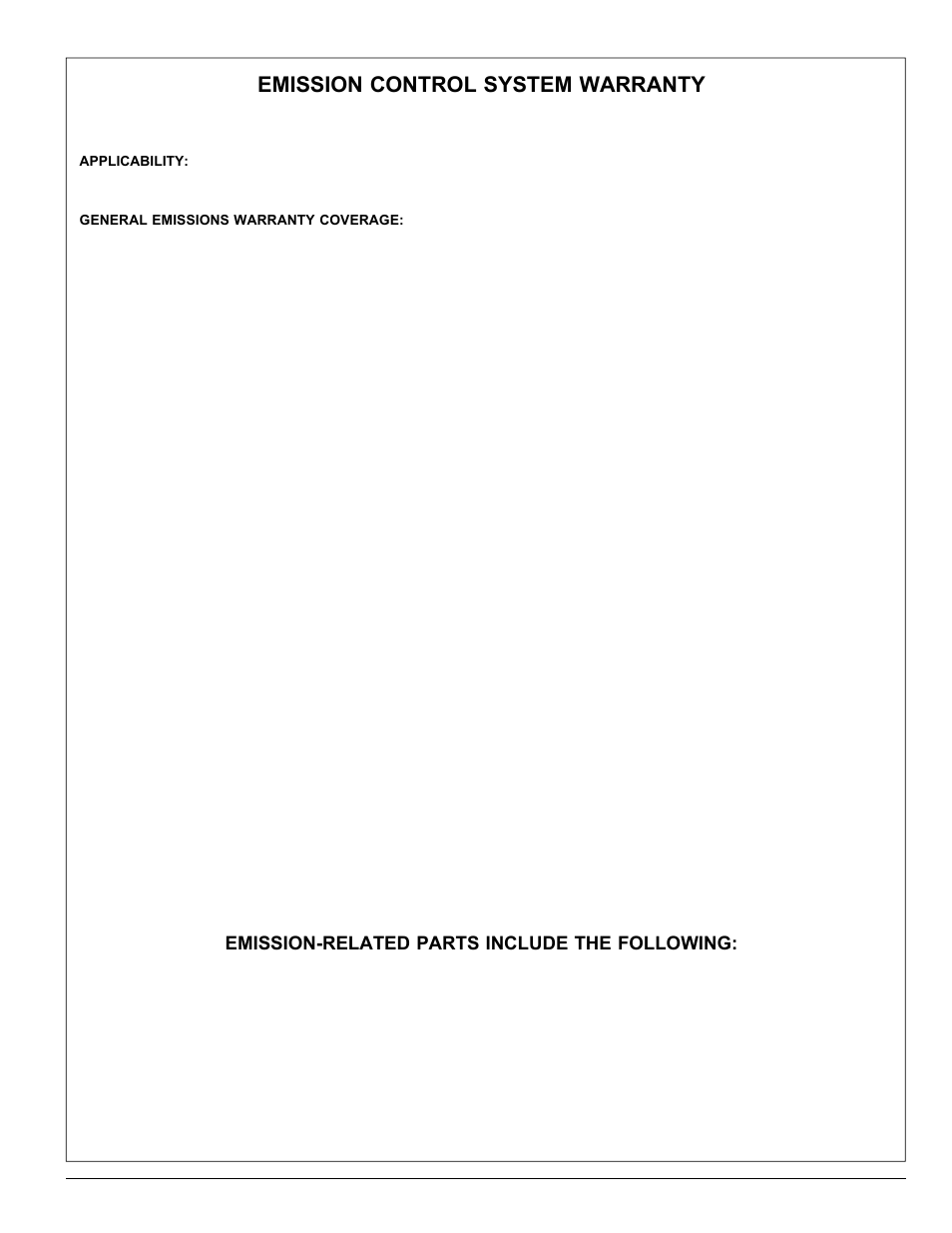 Emission control system warranty, Emission-related parts include the following | Tecumseh vantage HSK35 User Manual | Page 8 / 8