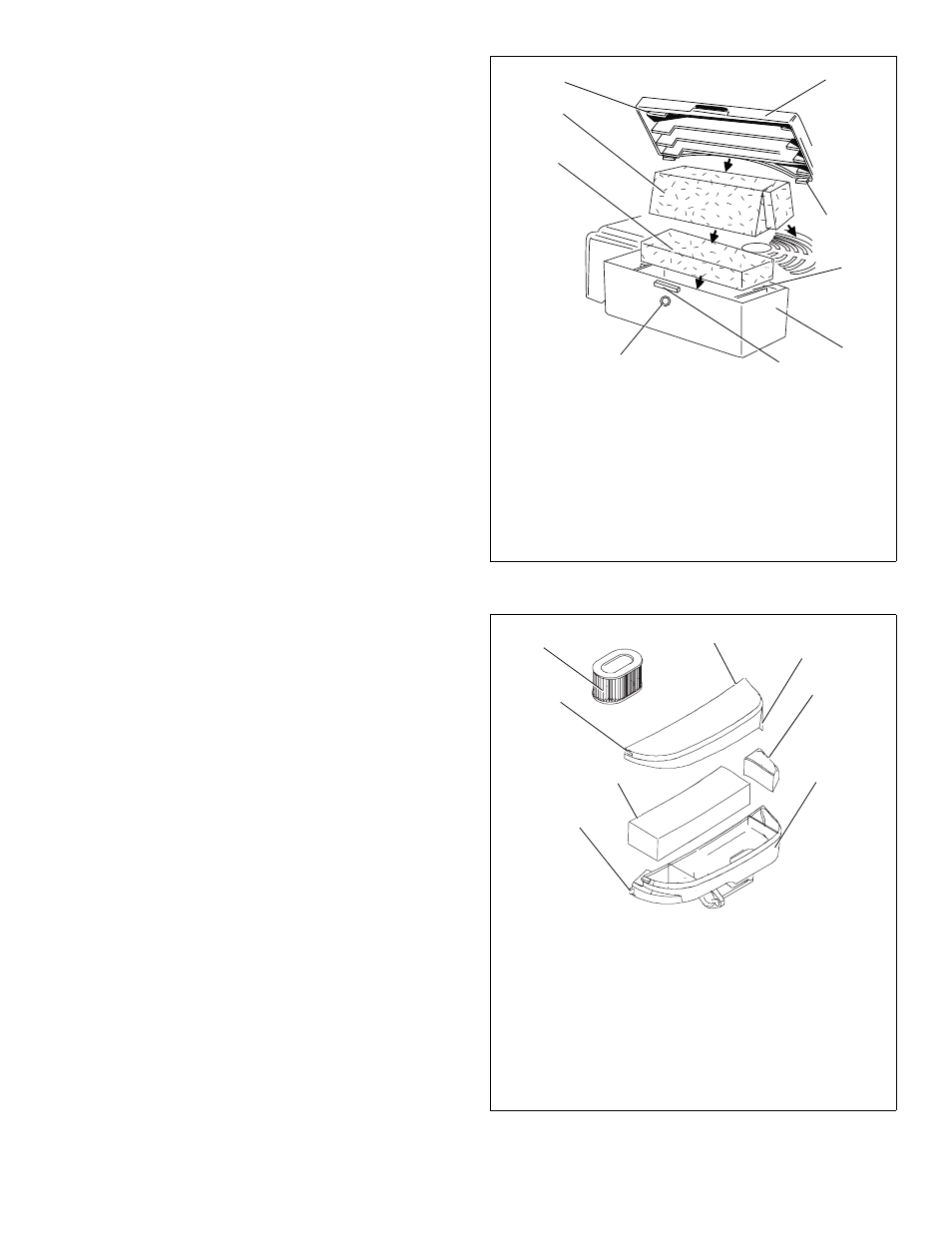 Ii. servicing paper filters, Iii. removal and installation-type “a” air cleaner, Clean inside of cover and body thoroughly | Install filter(s) in body where applicable, Iv. removal and installation-type “b” air cleaner, Push cover down, snapping cover onto body securely, Cover release button, Foam / screen filter (optional), Foam filter, Cover | Tecumseh LV156EA User Manual | Page 21 / 32