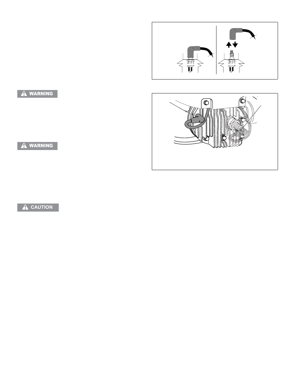 B. extended storage, I. draining fuel, Ii. oil cylinder bore | Remove spark plug, Figure 53. disconnecting/connecting spark plug, Grounding post connection, Spark plug connection, Grasp starter cord handle, A. pull out slowly using a full arm stroke, C. proceed to step 7 | Tecumseh LV156EA User Manual | Page 25 / 32