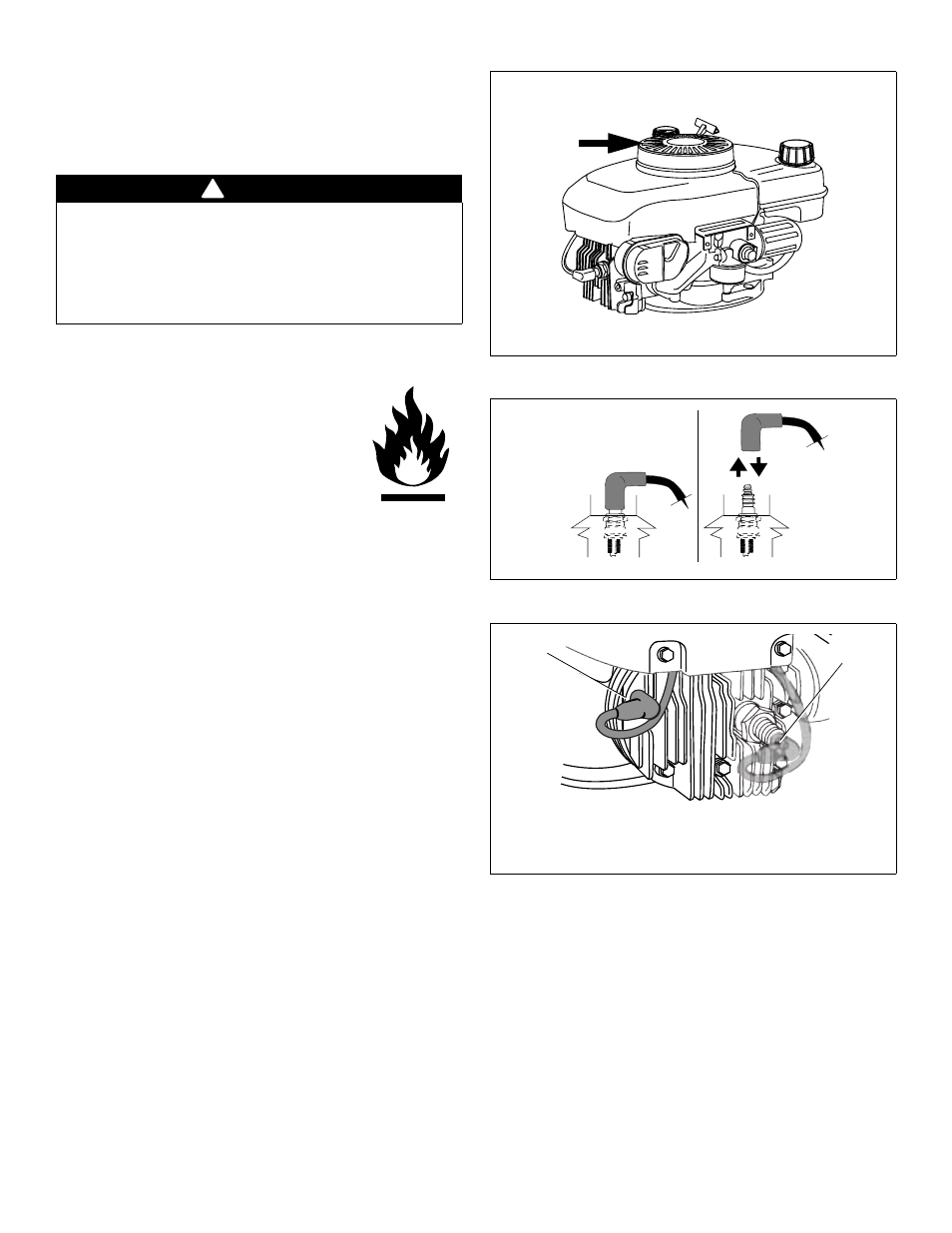 E. do not modify engine, F. avoid burns and fire from hot surfaces, G. avoid accidental starts | H. use hearing protection, Figure 1. typical flywheel guard location, Figure 2. disconnecting/connecting spark plug, Grounding post connection, Spark plug connection | Tecumseh LV156EA User Manual | Page 4 / 32