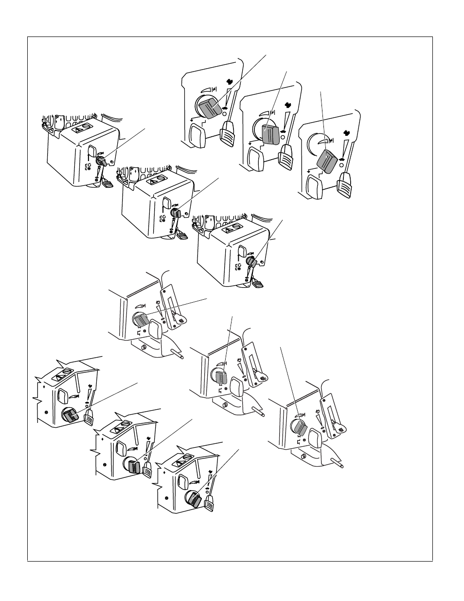 “no choke” position, “1/2 choke” position, “full choke” position | Figure 24. choke control positions | Tecumseh OH195SA/OH195SP (OHSK50-75) User Manual | Page 14 / 32