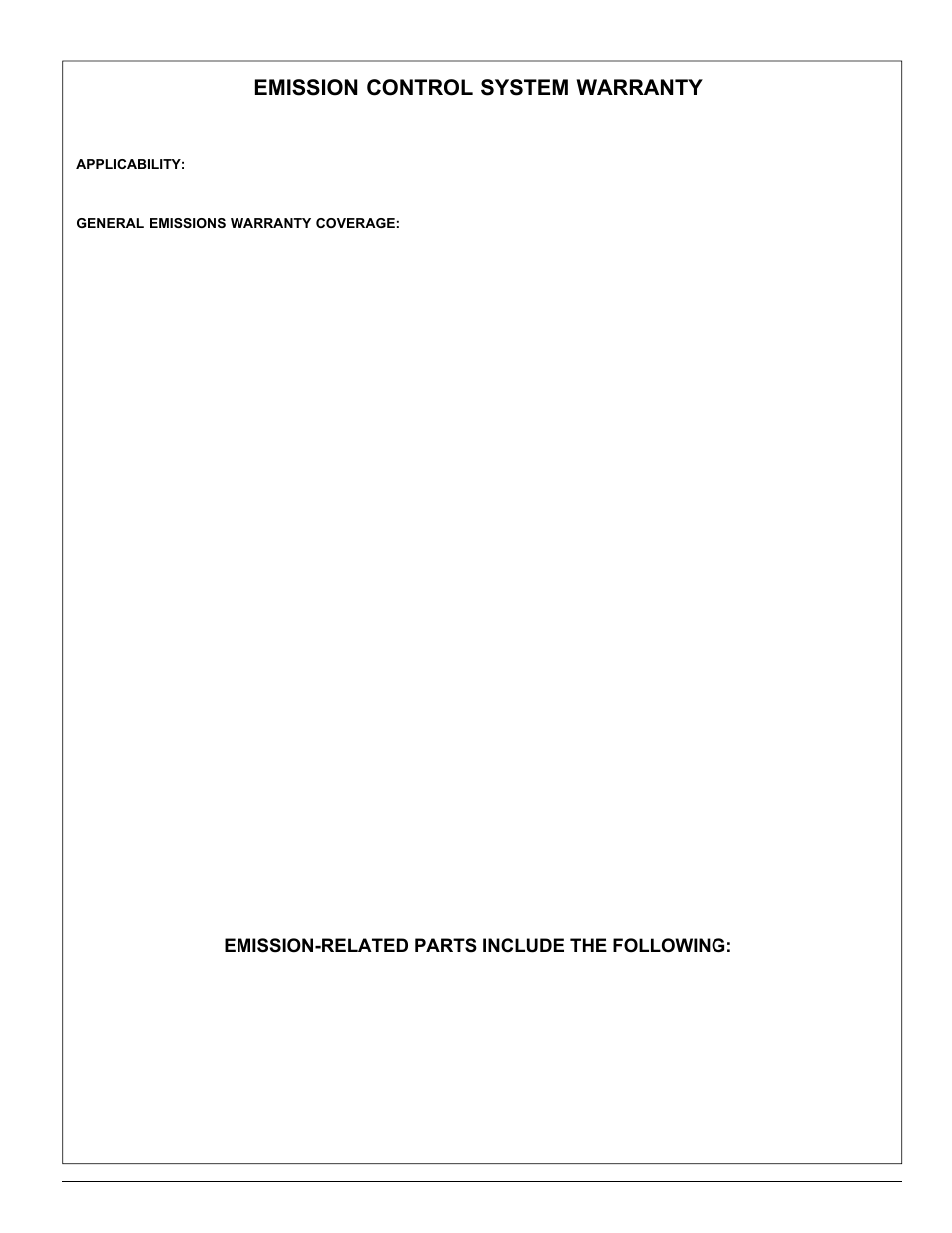 Emission control system warranty, Emission-related parts include the following | Tecumseh 850 User Manual | Page 8 / 8