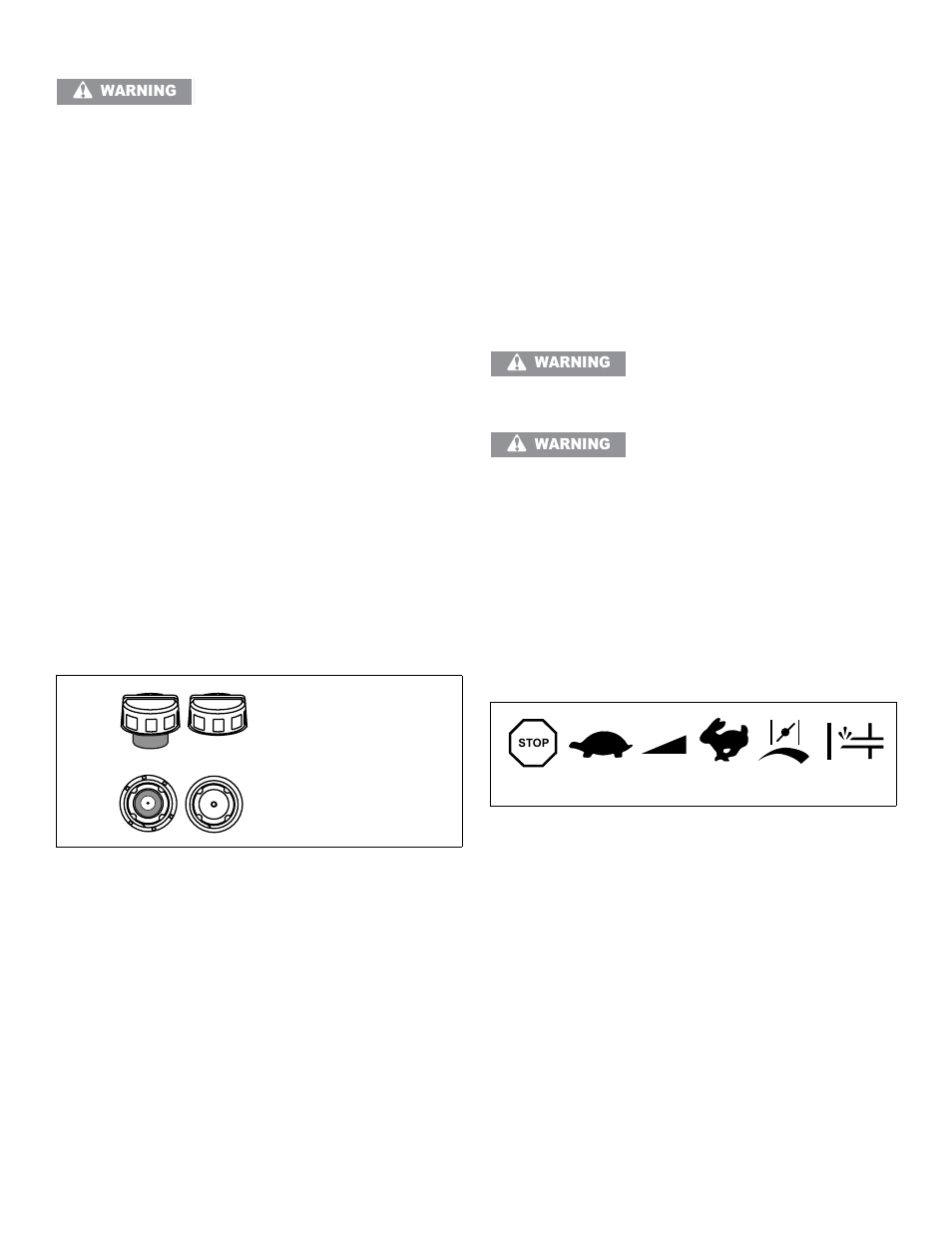 B. filling fuel tank, Stop engine and allow it to cool before refueling, Figure 6. possible fuel fill cap(s) | C. check the following items, V. starting your engine, Figure 7. typical engine symbols, Starting your engine | Tecumseh TH139SP(HSK600-870) User Manual | Page 7 / 24
