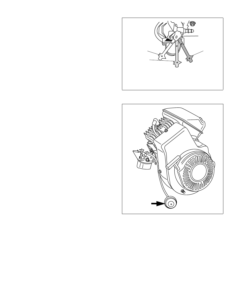 When engine starts, A. release starter button or ignition switch key, Disconnect power cord from outlet | Disconnect power cord from switch box on engine, “no choke” position, “1/2 choke” position, “full choke” position, Figure 9. choke control positions, Figure 10. primer bulb | Tecumseh TH139SP(HSK600-870) User Manual | Page 9 / 24