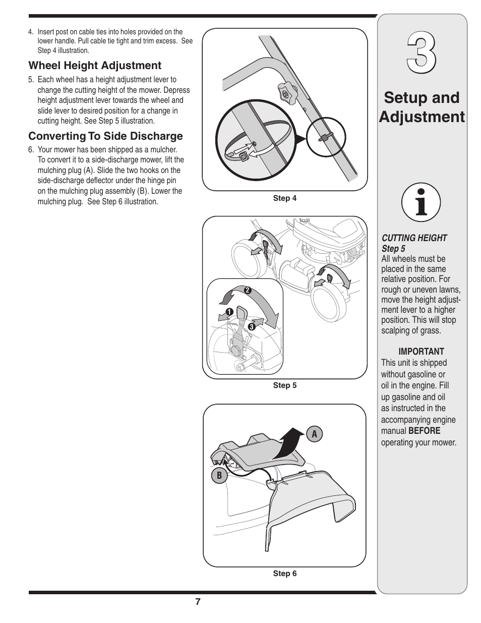 Setup and adjustment | Tecumseh 105 User Manual | Page 7 / 16