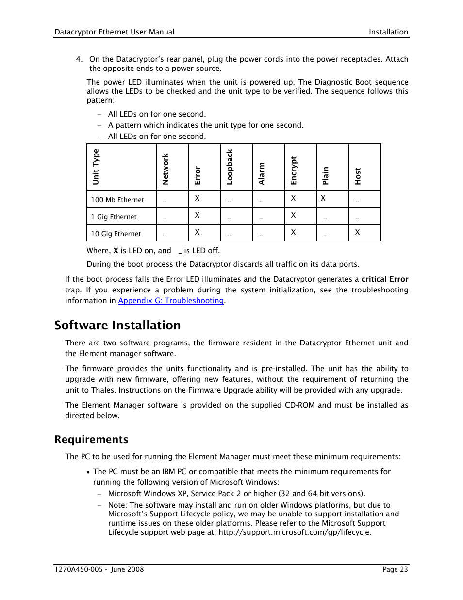Software installation, Requirements | THALES DATACRYPTOR User Manual | Page 23 / 134