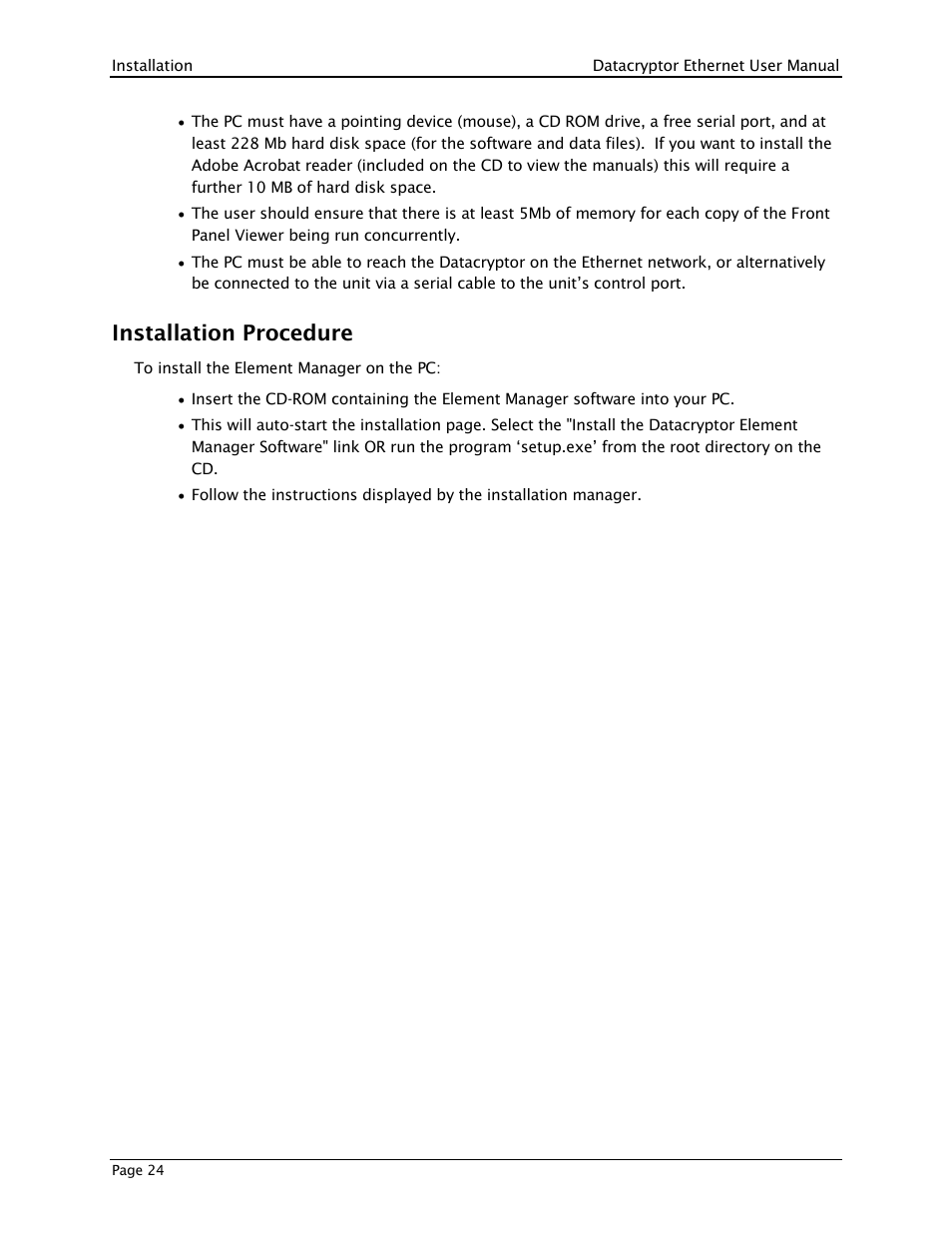 Installation procedure | THALES DATACRYPTOR User Manual | Page 24 / 134
