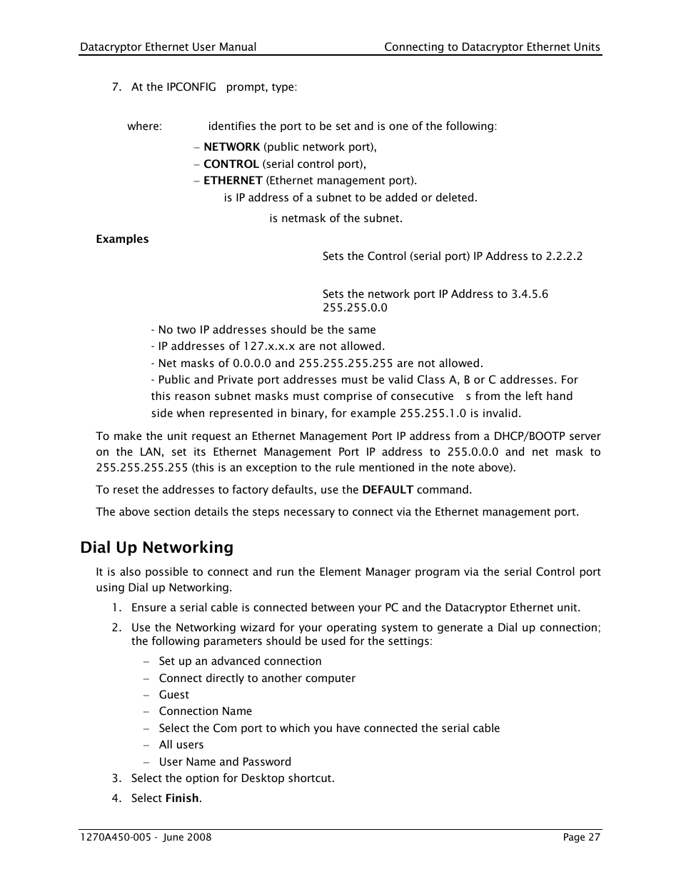 Dial up networking | THALES DATACRYPTOR User Manual | Page 27 / 134