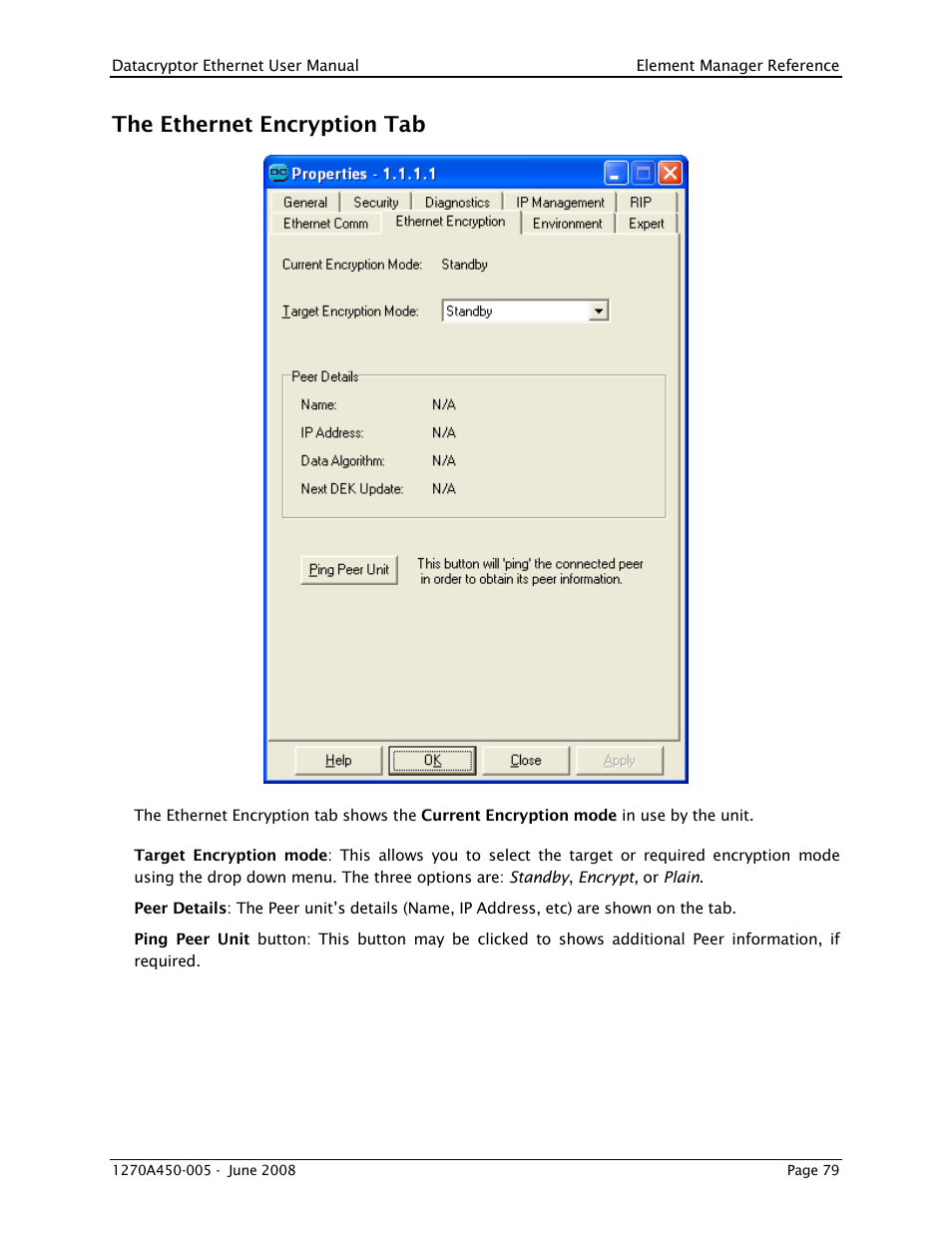The ethernet encryption tab | THALES DATACRYPTOR User Manual | Page 79 / 134
