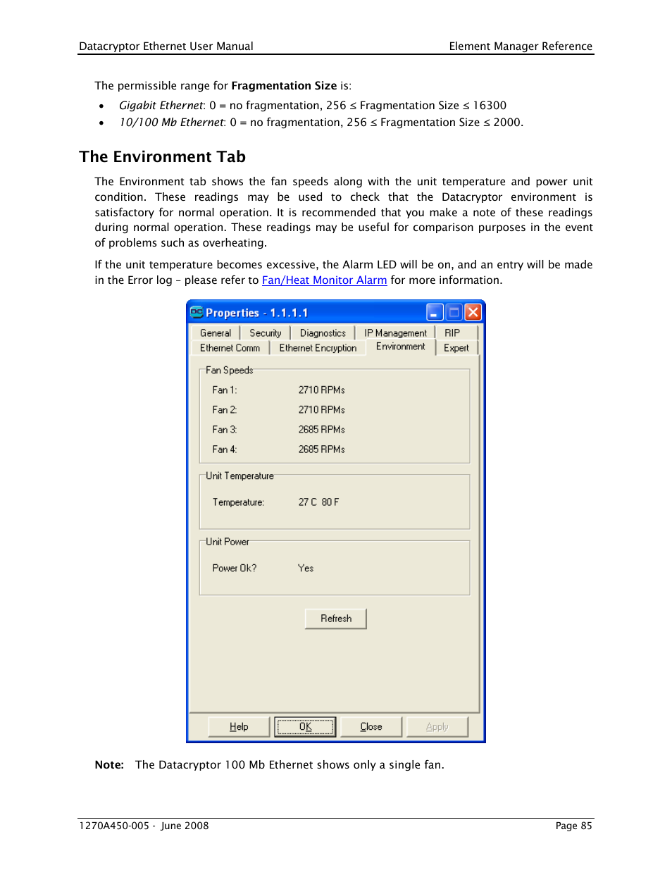 The environment tab | THALES DATACRYPTOR User Manual | Page 85 / 134