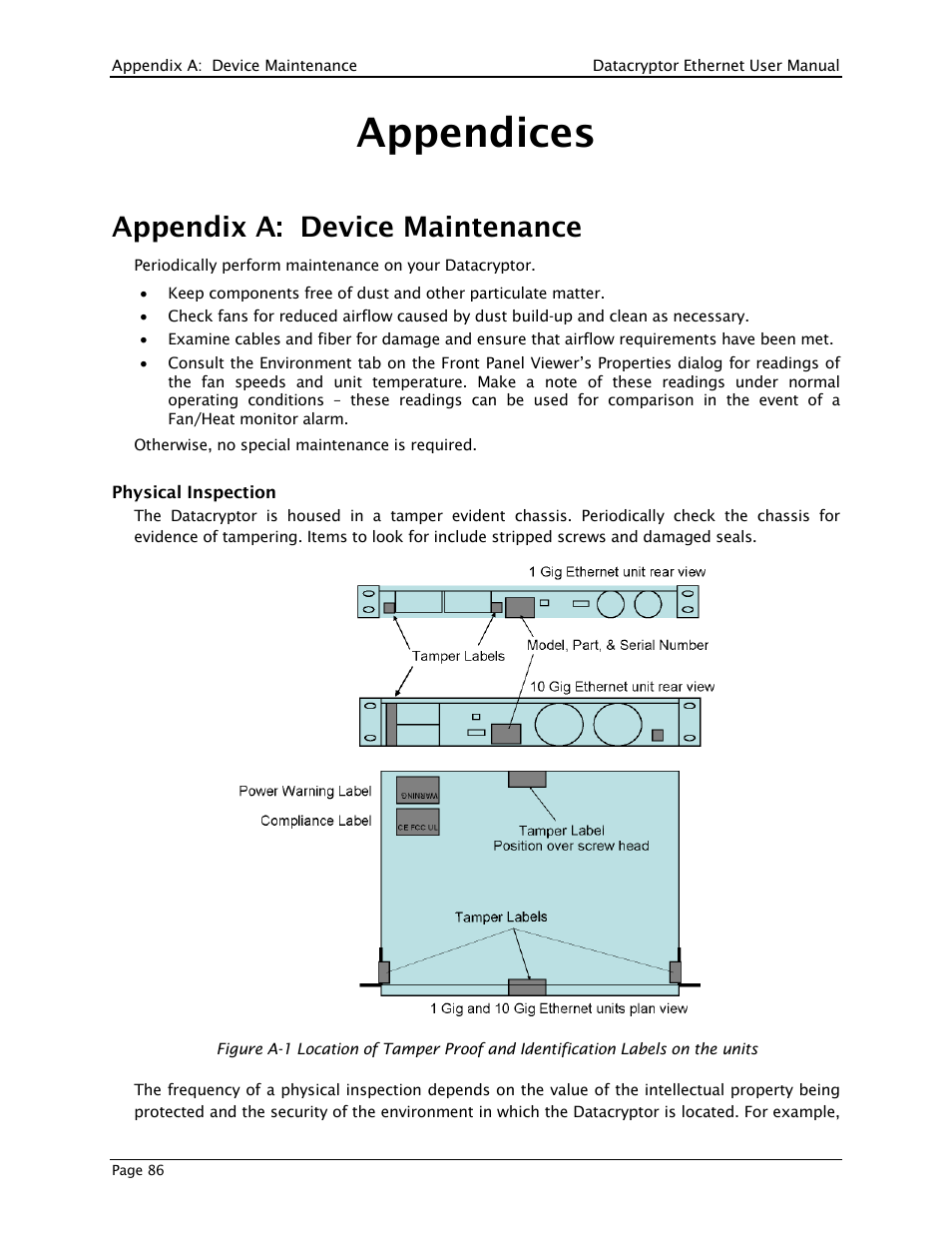 Appendix a: device maintenance, Appendices | THALES DATACRYPTOR User Manual | Page 86 / 134