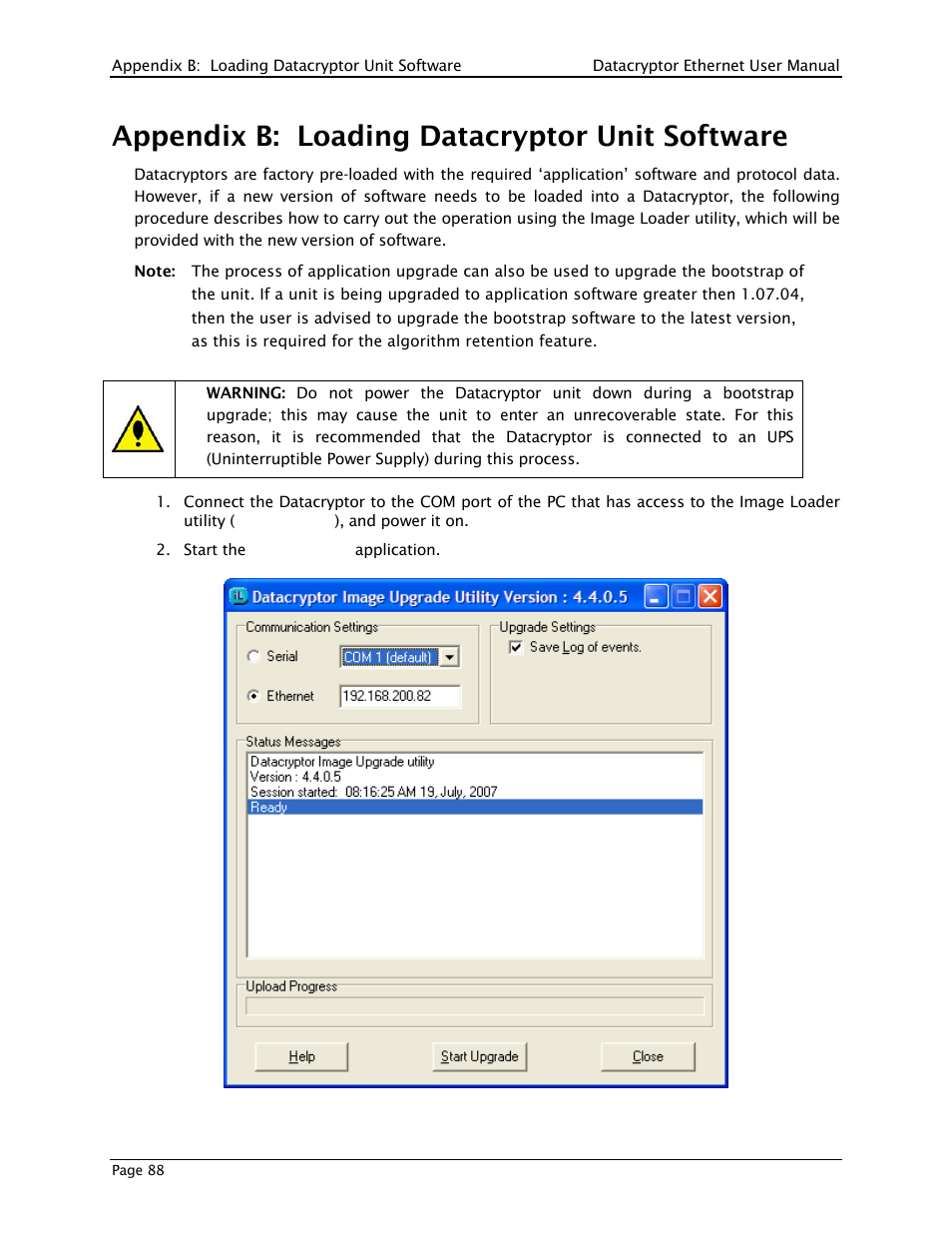 Appendix b: loading datacryptor unit software | THALES DATACRYPTOR User Manual | Page 88 / 134