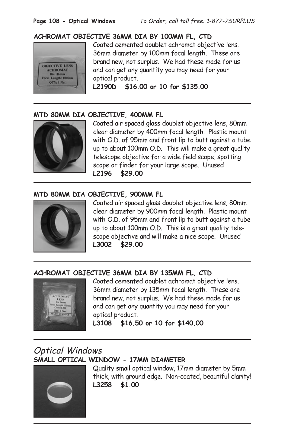 Optical windows | Tasco 1575 User Manual | Page 110 / 144