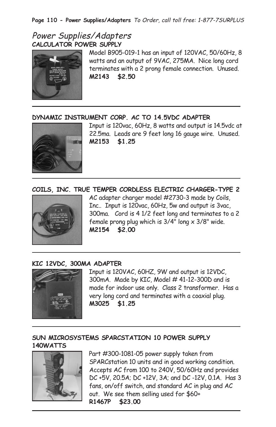 Power supplies/adapters | Tasco 1575 User Manual | Page 112 / 144