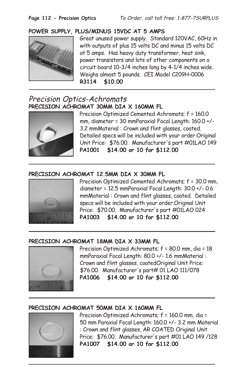 Precision optics-achromats | Tasco 1575 User Manual | Page 114 / 144