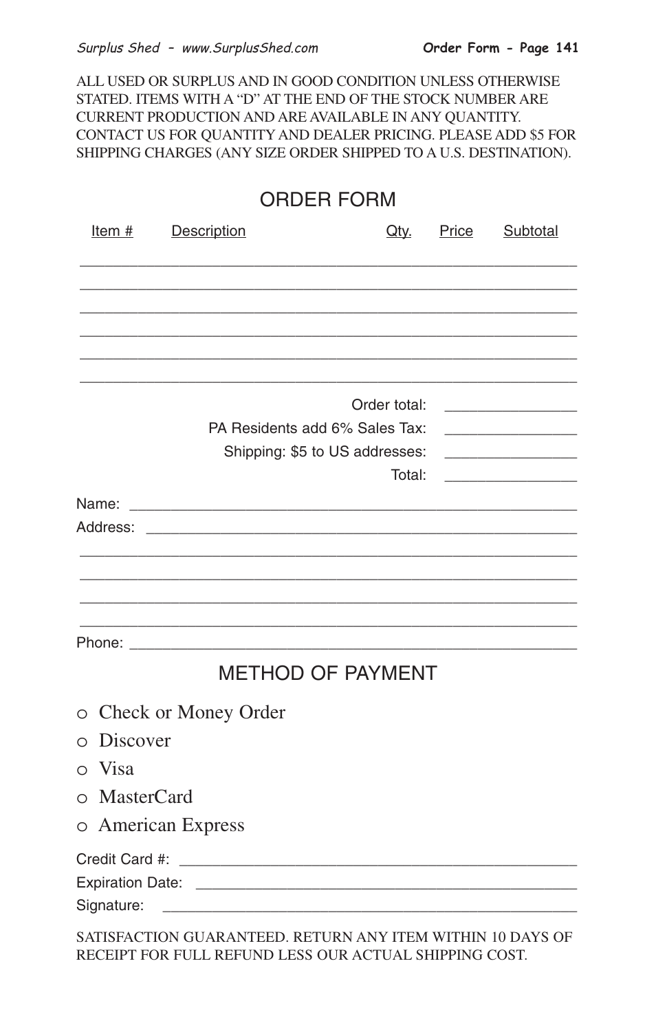 Order form | Tasco 1575 User Manual | Page 143 / 144