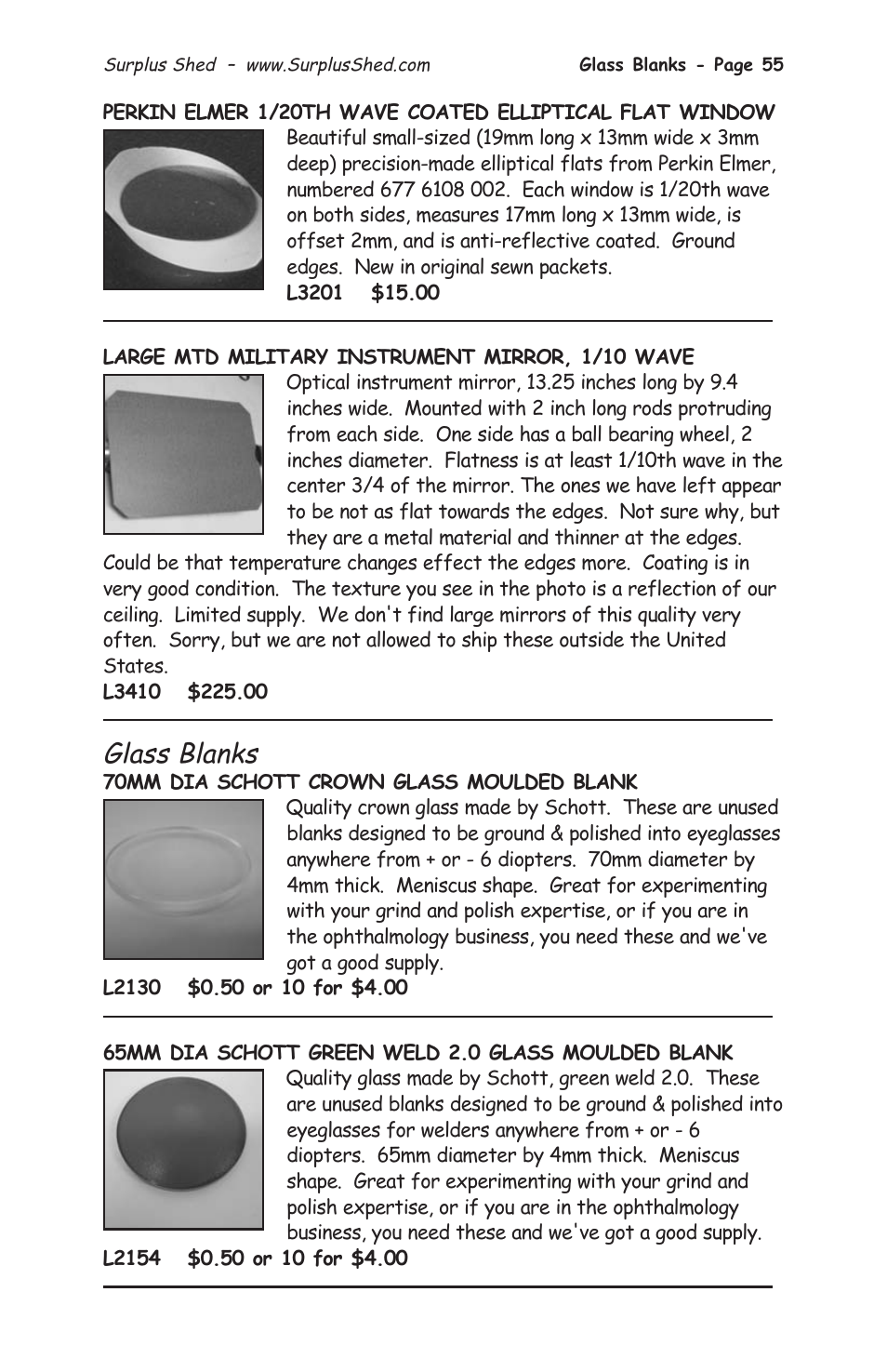 Glass blanks | Tasco 1575 User Manual | Page 57 / 144