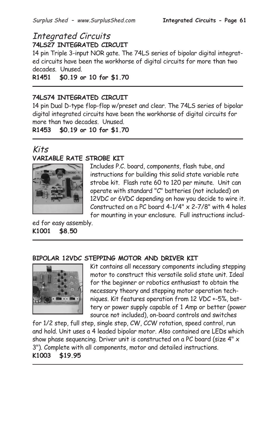 Integrated circuits, Kits | Tasco 1575 User Manual | Page 63 / 144