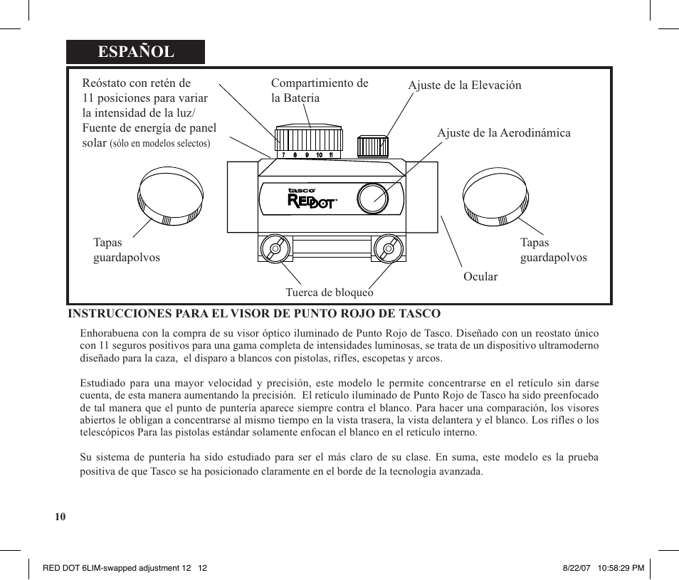 Español | Tasco REDDOT Scope User Manual | Page 12 / 28