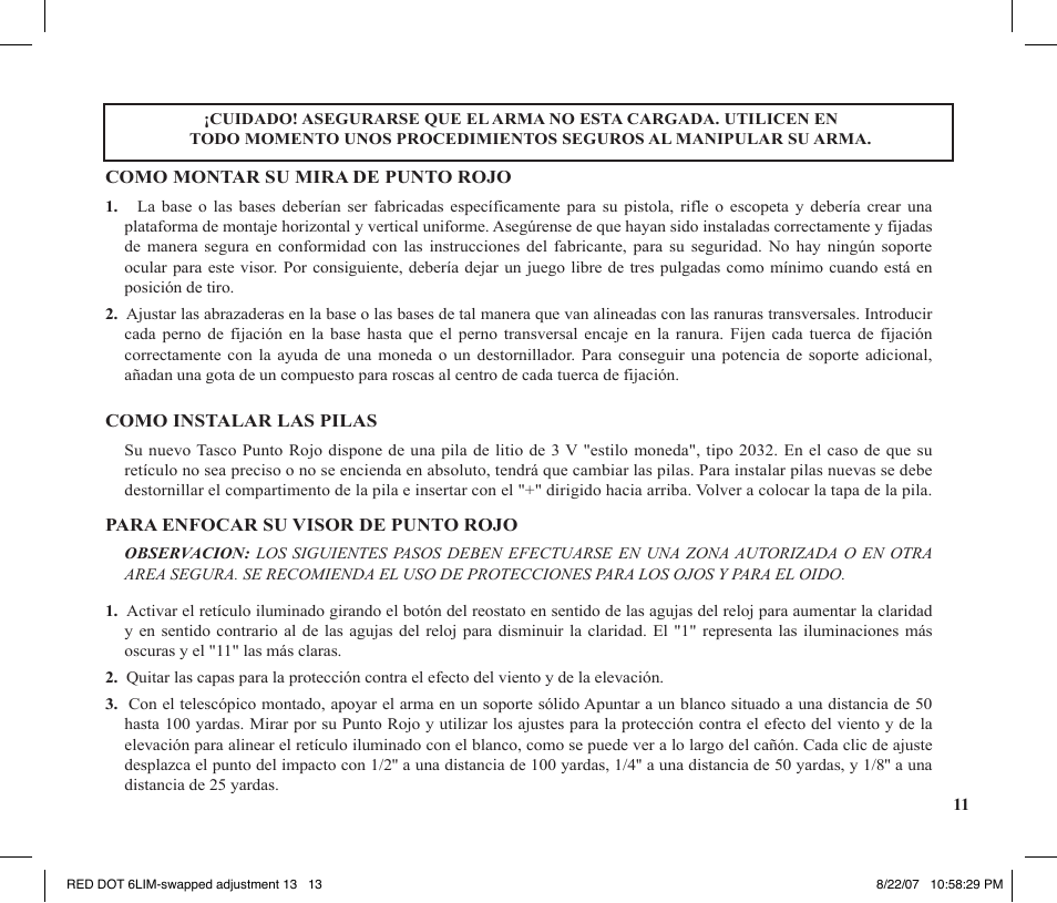 Tasco REDDOT Scope User Manual | Page 13 / 28