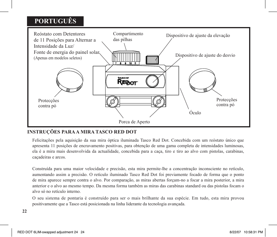 Português | Tasco REDDOT Scope User Manual | Page 24 / 28