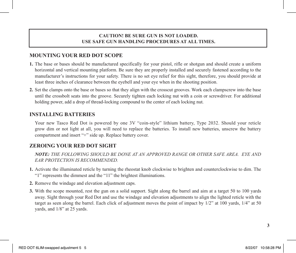 Tasco REDDOT Scope User Manual | Page 5 / 28