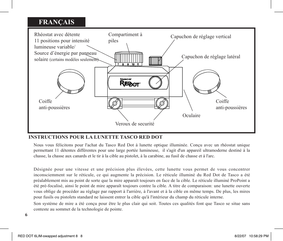 Français | Tasco REDDOT Scope User Manual | Page 8 / 28