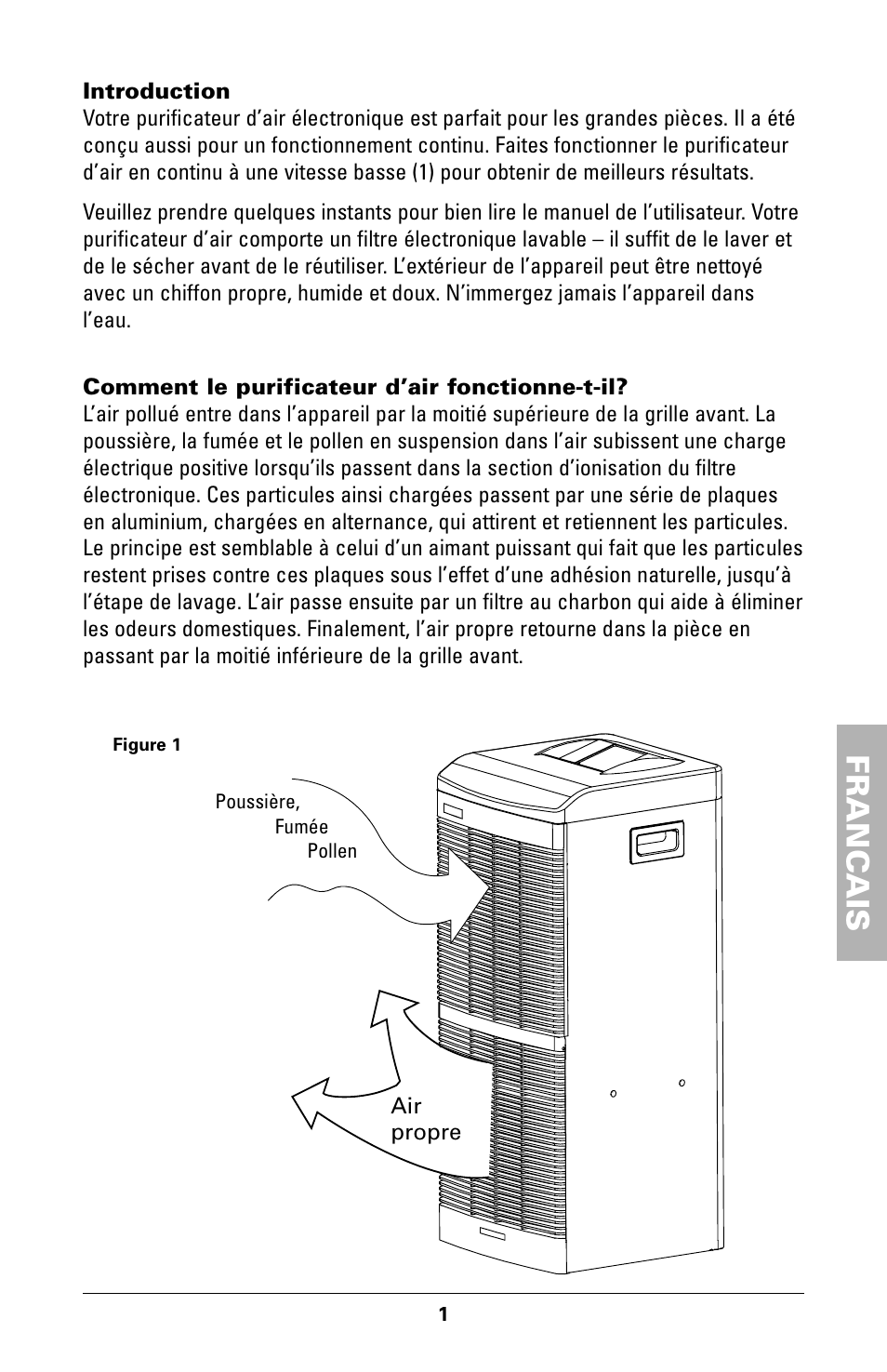 Franc ais | Trion High Efficiency Console Electronic Air Purifier User Manual | Page 23 / 32