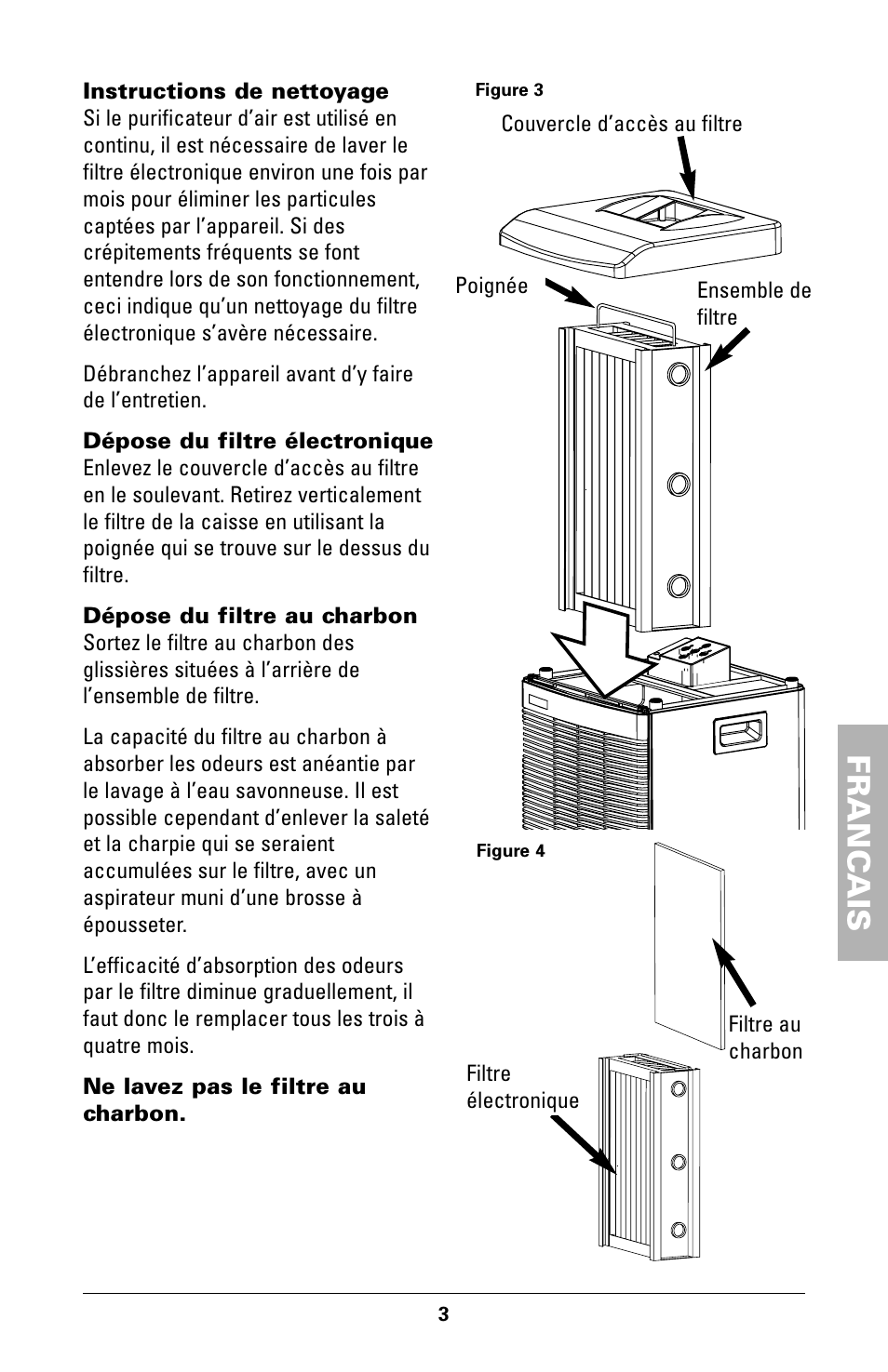 Franc ais | Trion High Efficiency Console Electronic Air Purifier User Manual | Page 25 / 32
